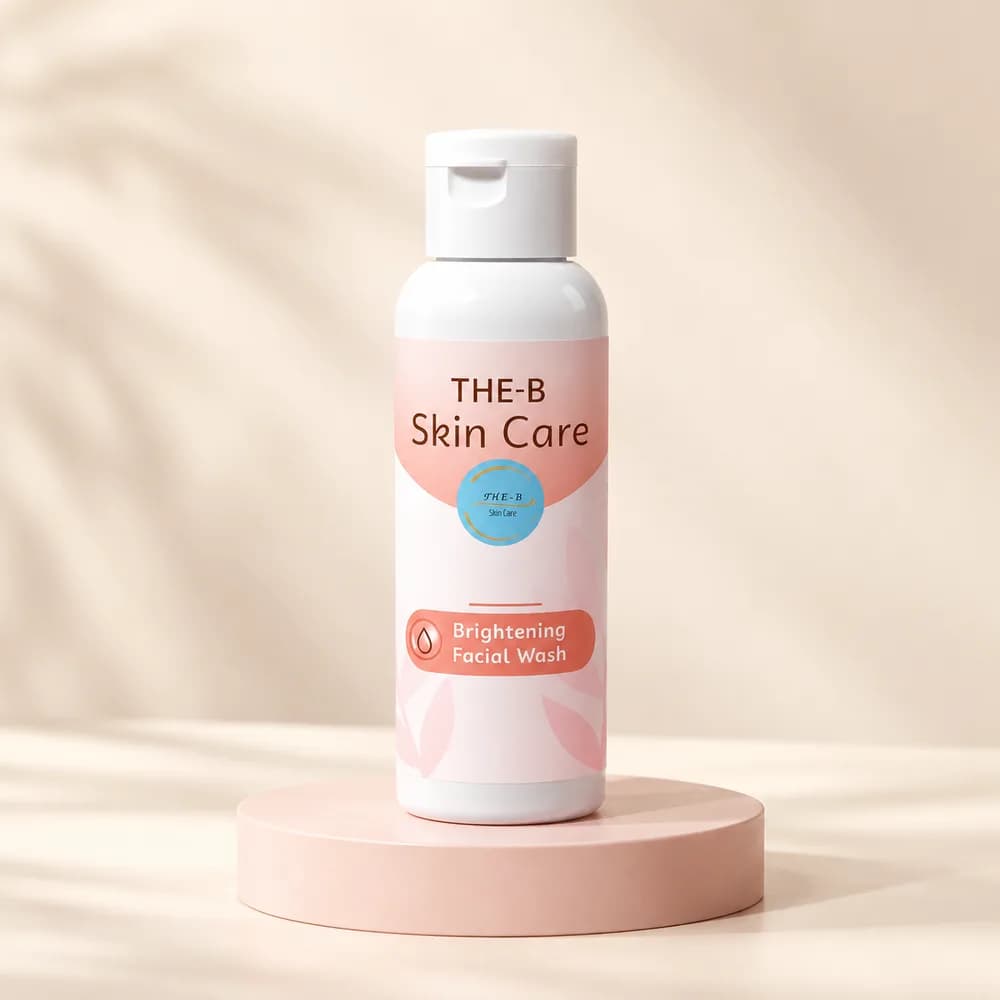 Ilustrasi kemasan Facial Wash THE-B, dibuat dari referensi pemilik